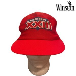 Super Bowl XXIII 23 Trucker Hat Cap Football NFL Winston Snapback USA Red Vtg